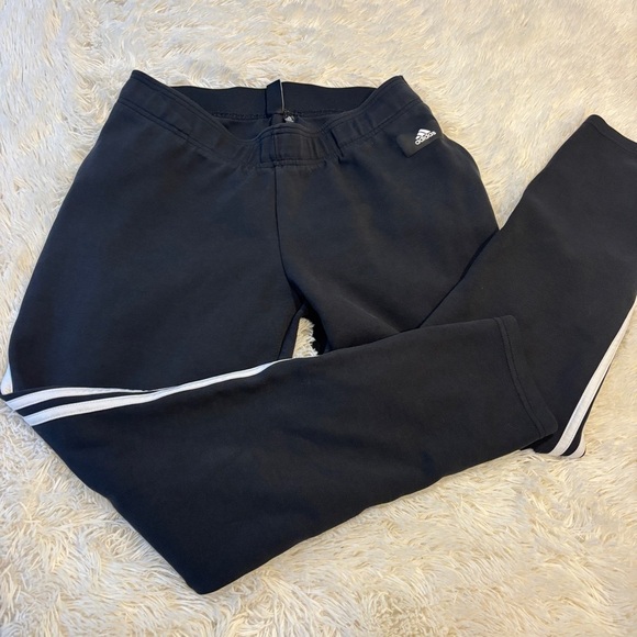 Adidas Women's Track Pants Black‎ White Stripe Logo Zip Pockets Ankle Large - Picture 1 of 13